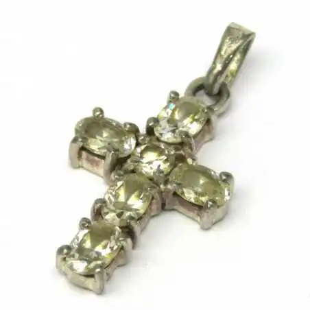 Stříbrný přívěsek kříž s topazy