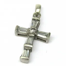 Stříbrný přívěsek kříž s topazy