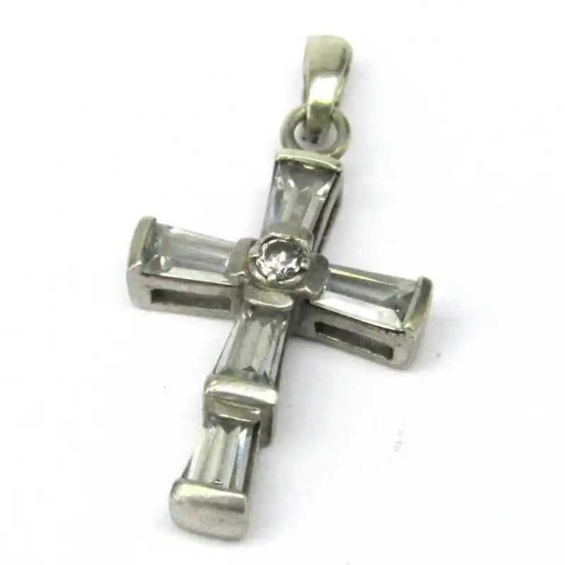 Stříbrný přívěsek kříž s topazy