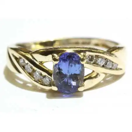 Prsten s tanzanitem a brilianty s obsahem zlata
