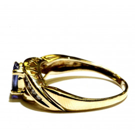 Zlatý prsten s tanzanitem a brilianty