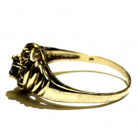 14 kt zlatý prsten se safírem a brilianty