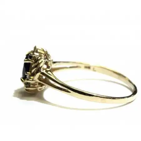 14 kt zlatý prsten s ametystem a brilianty