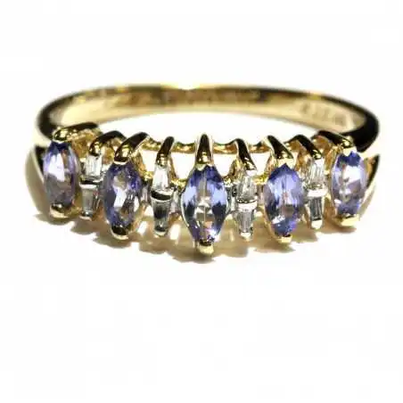 14 kt zlatý prsten s iolitem a brilianty