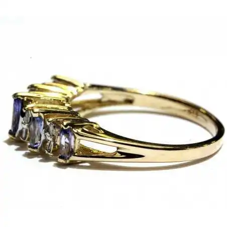 14 kt zlatý prsten s iolitem a brilianty