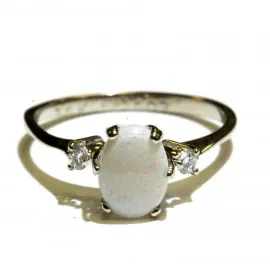 14 kt zlatý prsten s opálem a brilianty