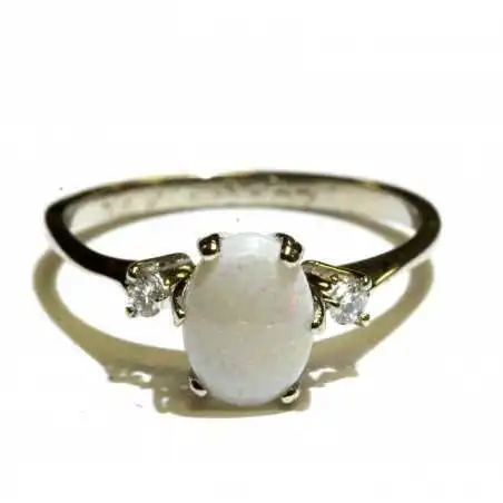 14 kt zlatý prsten s opálem a brilianty