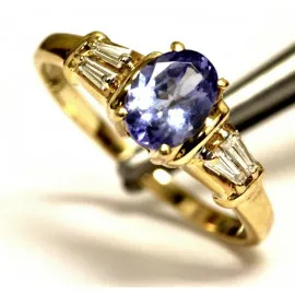 Prsten s tanzanitem a brilianty s obsahem zlata