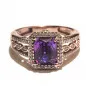 Prsten s ametystem a brilianty s obsahem zlata