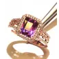 Prsten s ametystem a brilianty s obsahem zlata