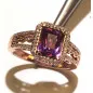 Prsten s ametystem a brilianty s obsahem zlata