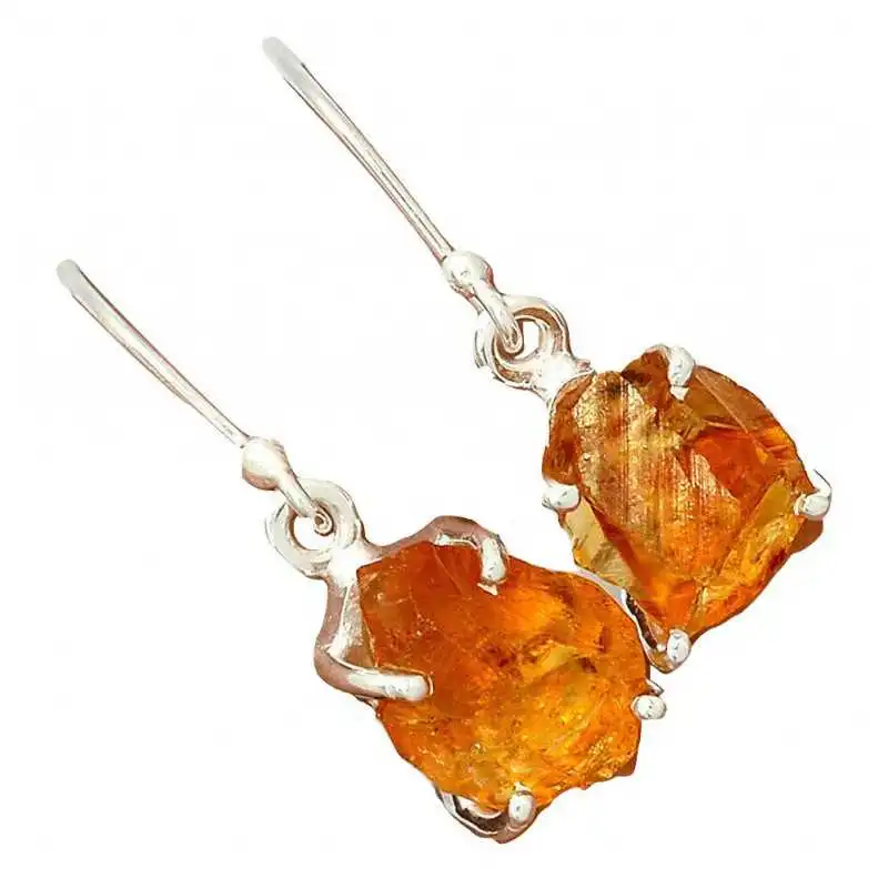 Stříbrné naušnice s mandarinkým citrínem