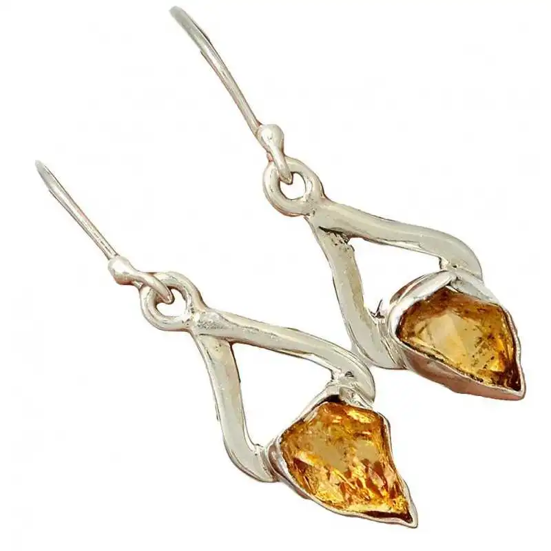 Stříbrné naušnice s mandarinkým citrínem