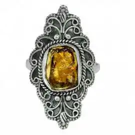 Stříbrný prsten s citrínem