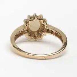 14 kt zlatý prsten s opálem a brilianty 0.20 kt