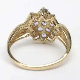 14 kt zlatý prsten s tanzanitem a brilianty