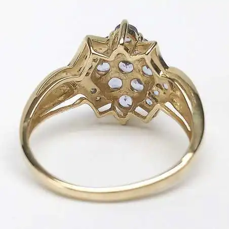 14 kt zlatý prsten s tanzanitem a brilianty