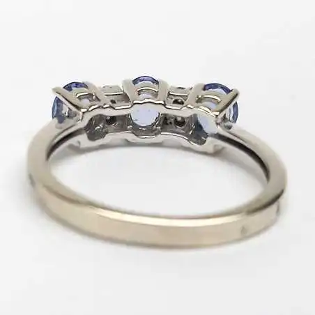 14 kt zlatý prsten s tanzanity a brilianty