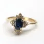 14 kt zlatý prsten se safírem a brilianty