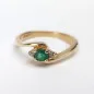 14 kt zlatý prsten se smaragdem a brilianty