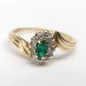 14 kt zlatý prsten se smaragdy a brilianty