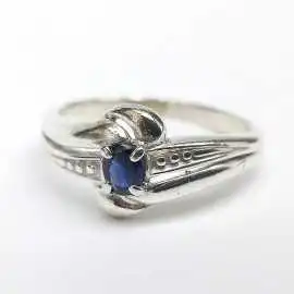 14 kt zlatý prsten se safírem