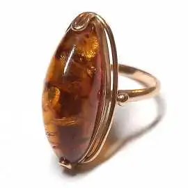 14 kt zlatý prsten s jantarem