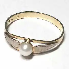 14 kt zlatý prsten s perlou