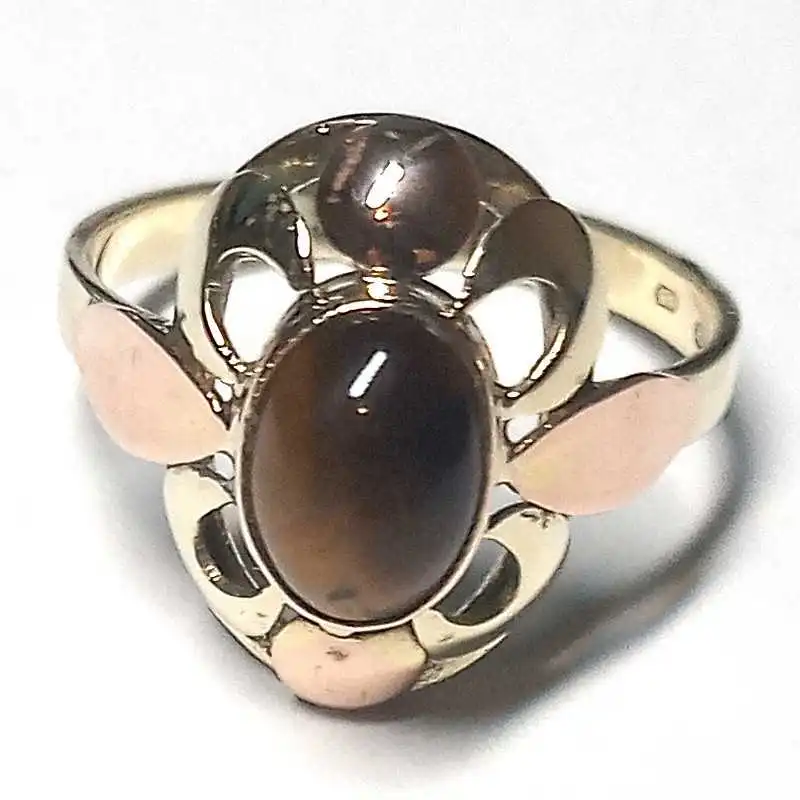 14 kt zlatý prsten s tygřím okem