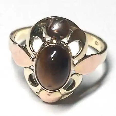 14 kt zlatý prsten s tygřím okem