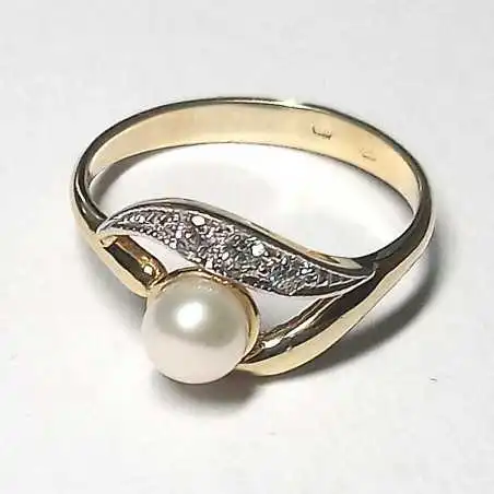 14 kt zlatý prsten s perlou