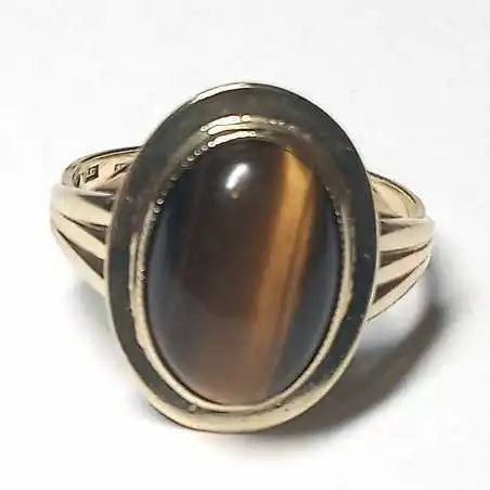 14 kt zlatý prsten s tygřím okem