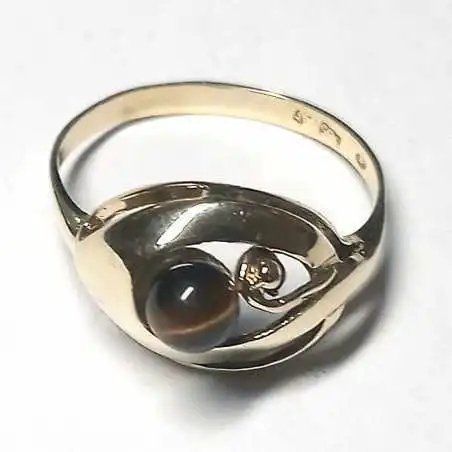 14 kt zlatý prsten s tygřím okem