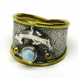 Stříbrný prsten s larimarem