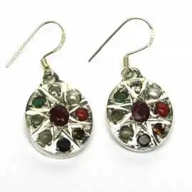 Stříbrné naušnice kříž s drahými kameny