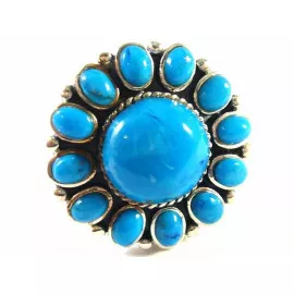 Stříbrný prsten s tyrkysy