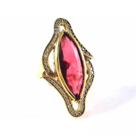 Stříbrný prsten s ametystem a topazy