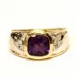 14 kt zlatý prsten s ametystem a brilianty