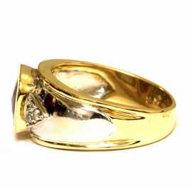 14 kt zlatý prsten s ametystem a brilianty