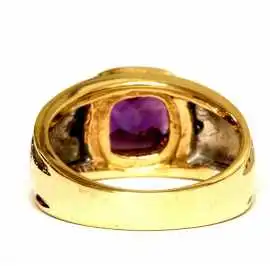 14 kt zlatý prsten s ametystem a brilianty