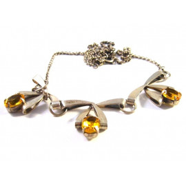 Starožitný stříbrný náhrdelník s citríny