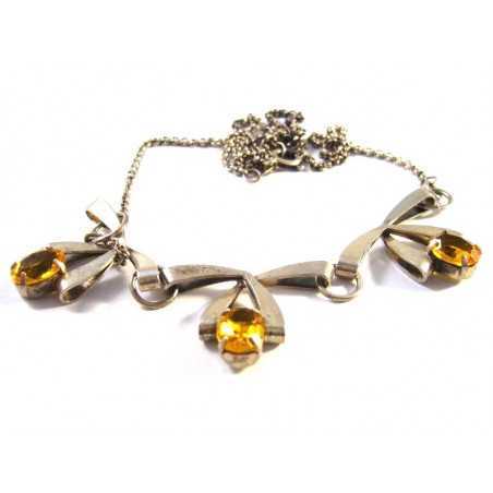 Starožitný stříbrný náhrdelník s citríny