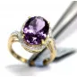 14 kt zlatý prsten s ametystem a brilianty s certifikátem IGI