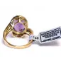 14 kt zlatý prsten s ametystem a brilianty s certifikátem IGI
