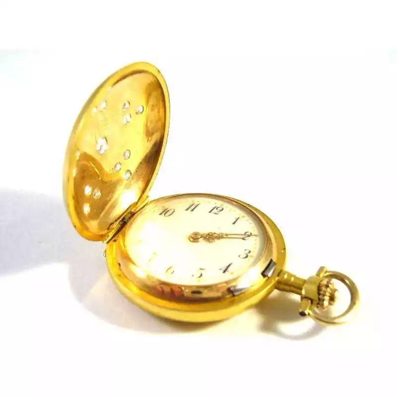 Starožitné zlaté 14kt hodinky s brilianty 0.60 kt