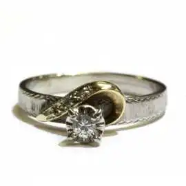 14 kt zlatý prsten s briliantem 0.10 kt