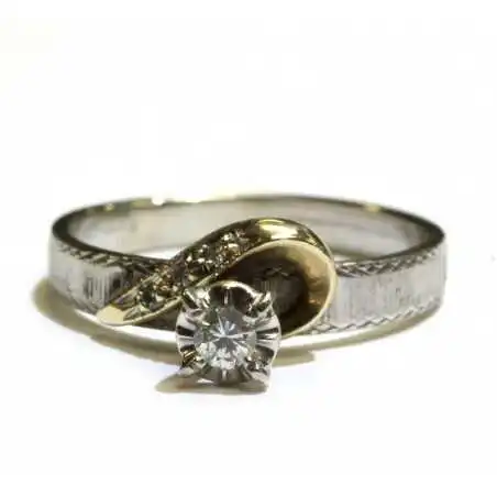 14 kt zlatý prsten s briliantem 0.10 kt