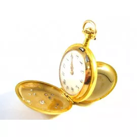 Starožitné zlaté 14kt hodinky s brilianty 0.60 kt