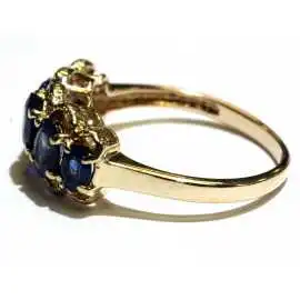 14 kt zlatý prsten se safíry
