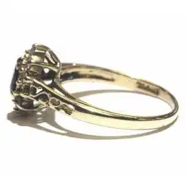 14 kt zlatý prsten se safírem a brilianty